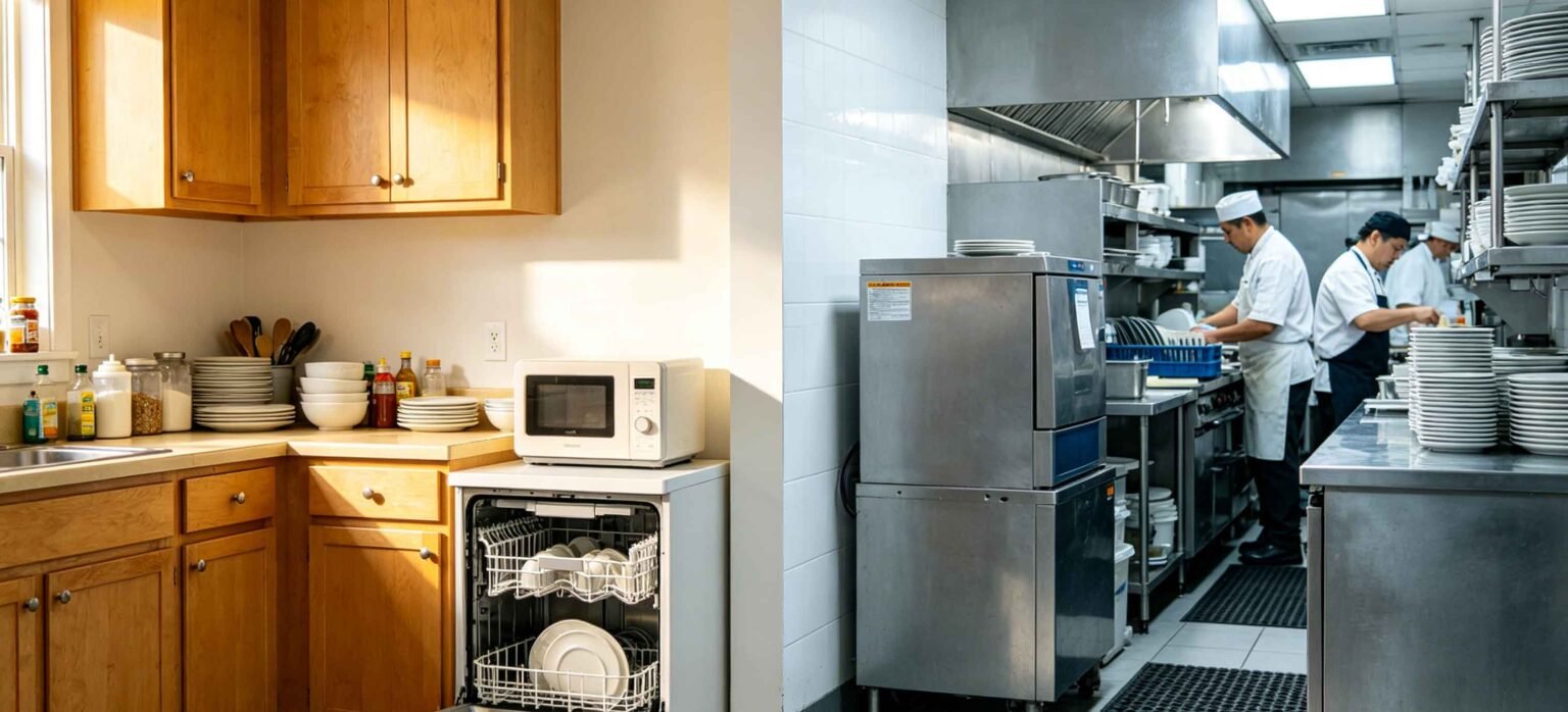 What is the Difference between a Commercial Dishwasher and a Home Dishwasher?